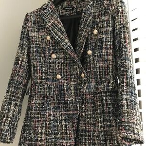 Multicolor Shimmery Boucle Double Breasted Blazer Ladies Medium